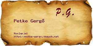 Petke Gergő névjegykártya